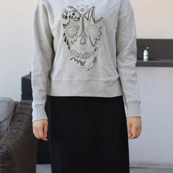 NWT - Zadig & Voltaire Champ Cannetille Skull Gris Chine WHTS7125F - Picture 9 of 15